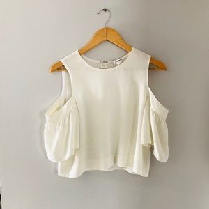 Club Monaco White Blouse Top peep shoulder